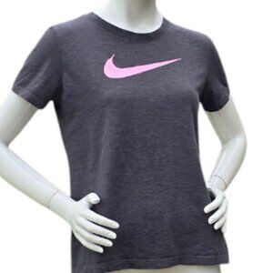 The NIKE Tee Heathered Black Pink Swoosh sz M